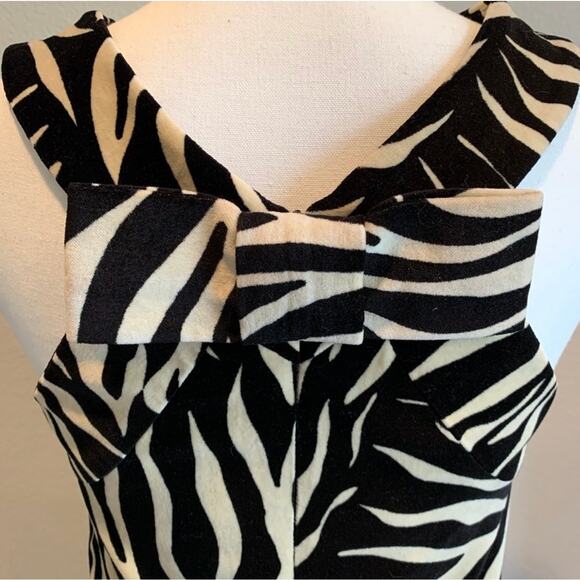 Milly New York Sz 4 Dress Y2K Zebra Animal Print Velvet Sleeveless Sheath Black - Picture 13 of 16